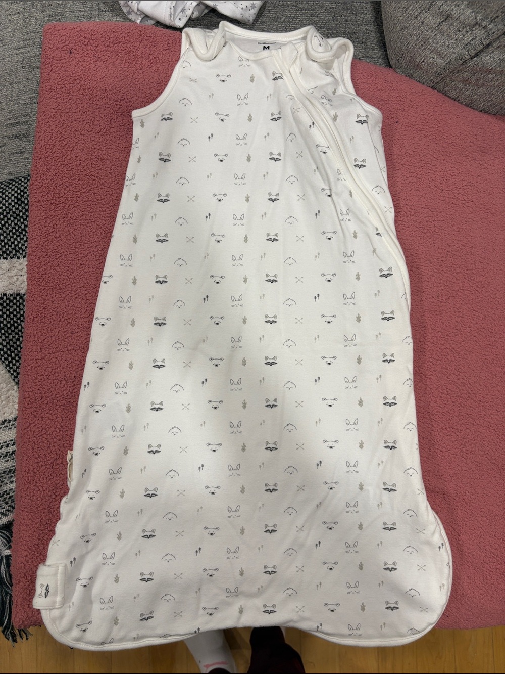Keababies White Sleeveless Baby Sleep Sack with Subtle Animal Print
